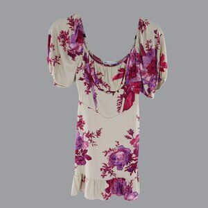 ASOS Floral Dress Womens 4P Beige Cottagecore Soft Girl Romantic Picnic Concert